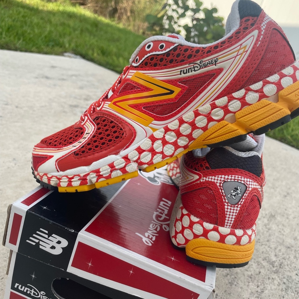 Never Worn New Balance Red and Yellow Polka Dot Sneakers RunDisney Minnie Mouse